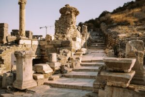 Explore the ancient stone ruins of Ephesus captured in stunning golden light.